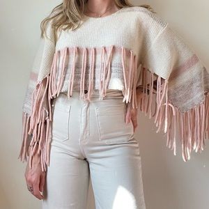 Alice McCall cropped fringe sweater pastel sunset Small